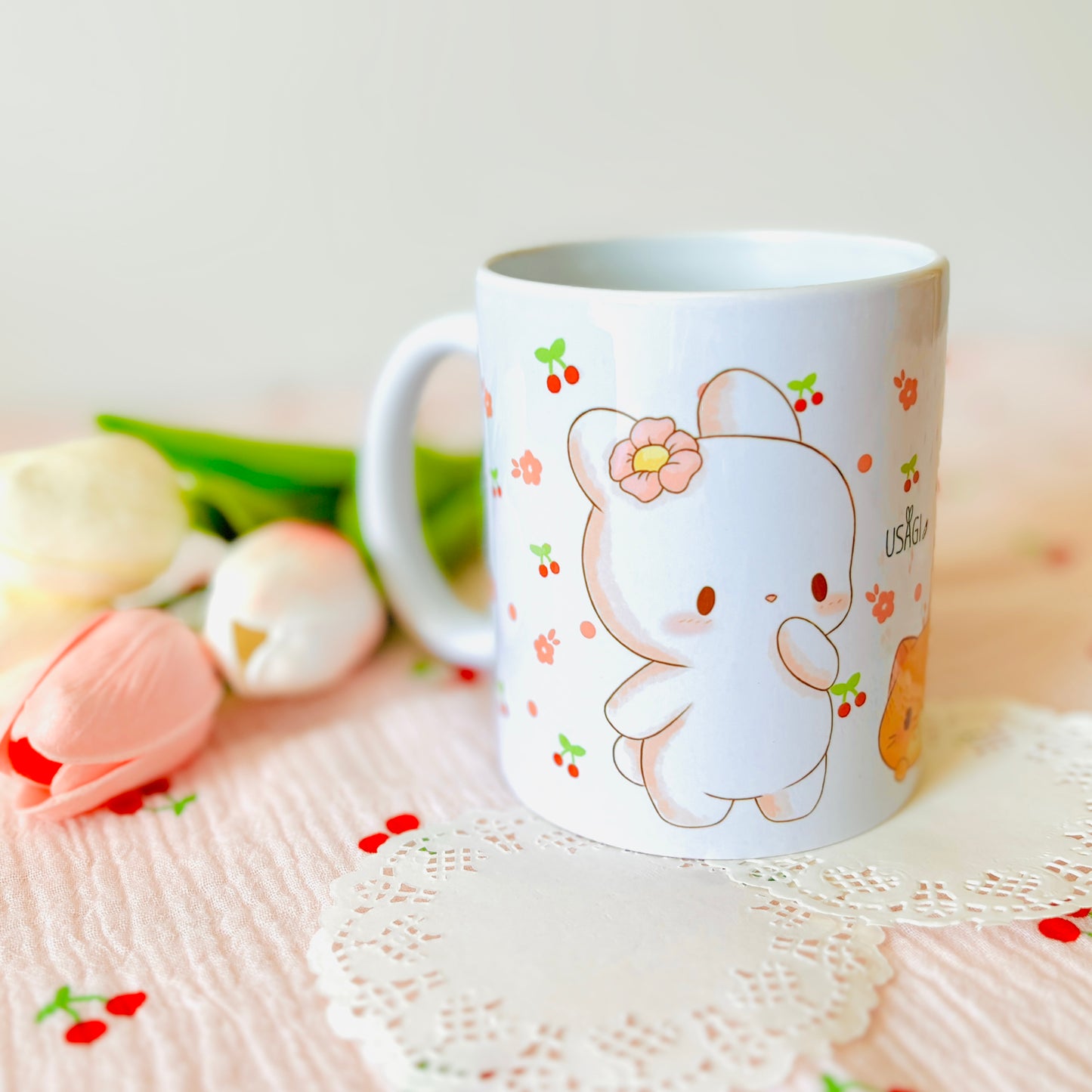 Mug Usagi et Kuma cerises