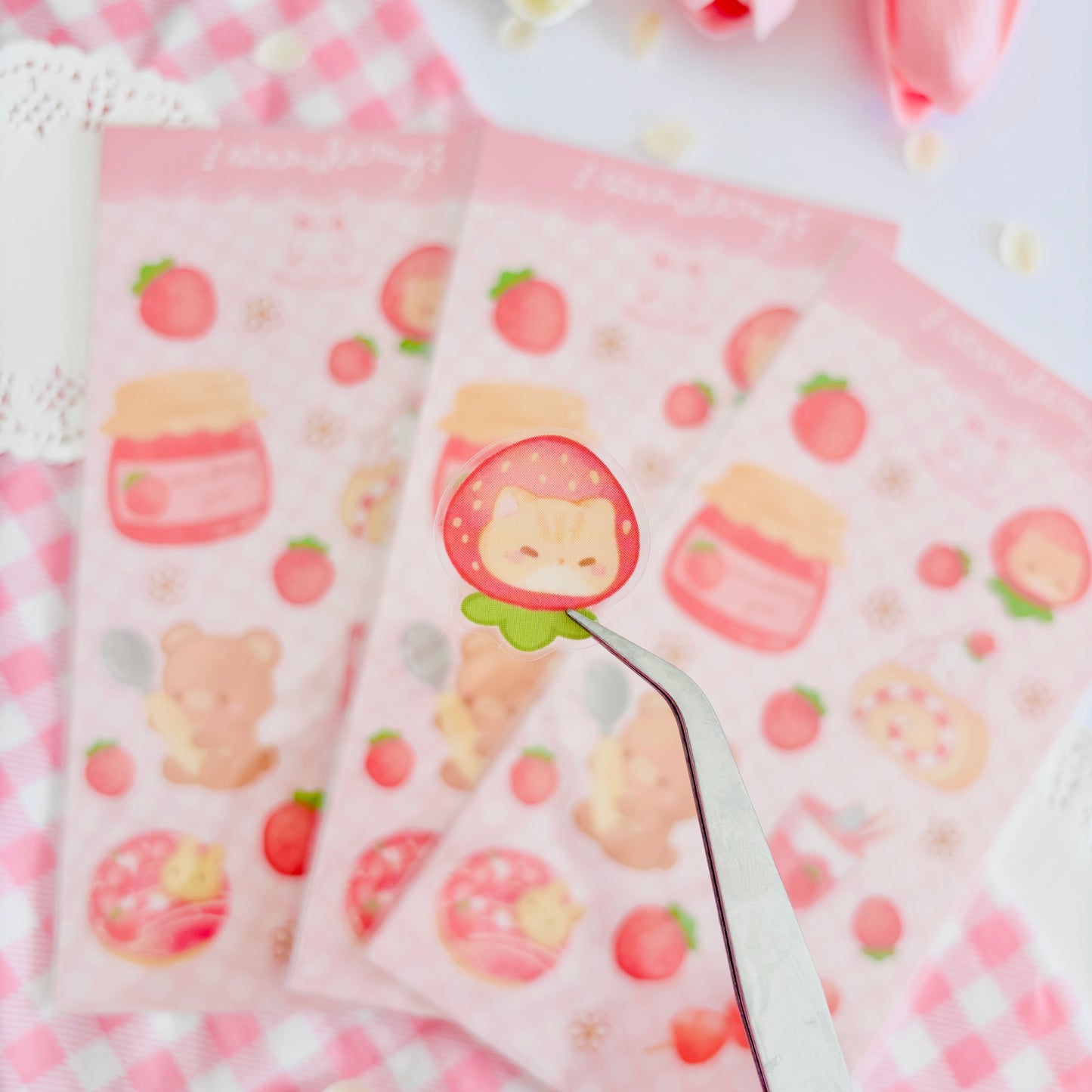 Feuille de stickers Usagi Kuma Smoothie - Fraises