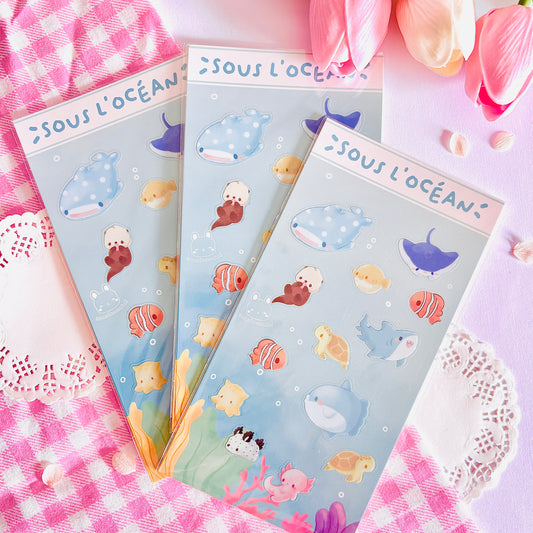 Feuille de stickers Océan