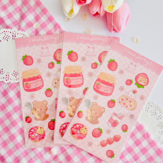 Feuille de stickers Usagi Kuma Smoothie - Fraises