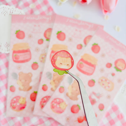 Feuille de stickers Usagi Kuma Smoothie - Fraises