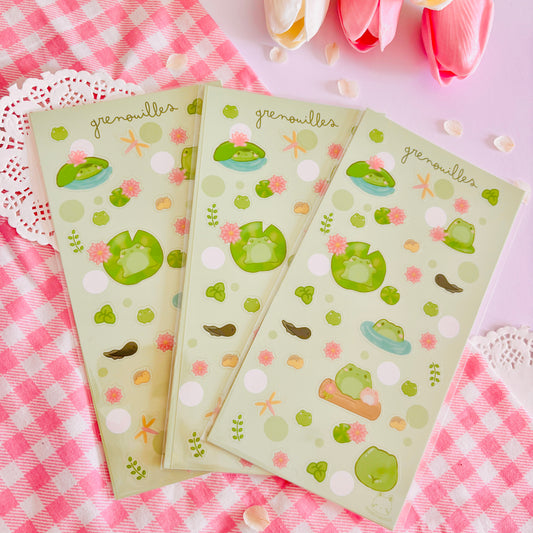Feuille de stickers Grenouilles