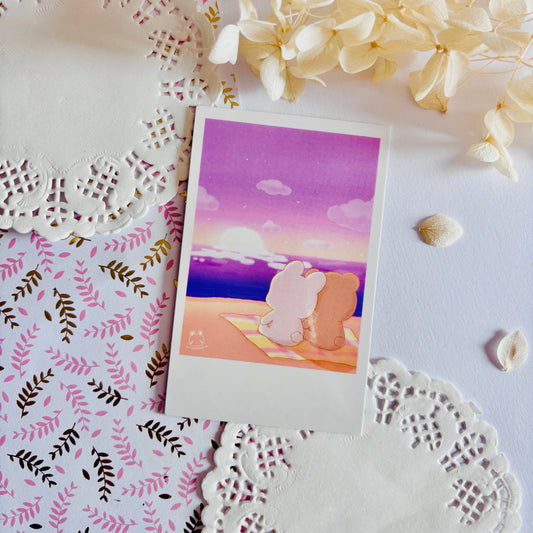 Polaroid Usagi et Kuma Coucher de soleil